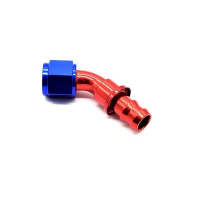 Alu Fitting AN10 Push On 45° Dash Verbinder Anschluss Rot/Blau 7/8 - 14UNF