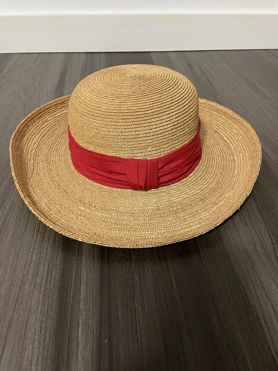 Wide Brim Red Straw Vintage Hats for Women for sale | eBay