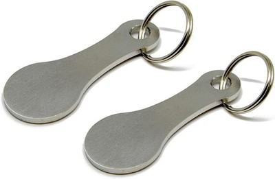 Mini Aluminum Key Ring Trolley Tokens 2Pc Silvery for Grocery Shopping Cart Aldi