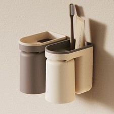 Toothbrush Holder Wall Mounted with Cup,2-in-1 Toothbrush Holders  Cups Set,...