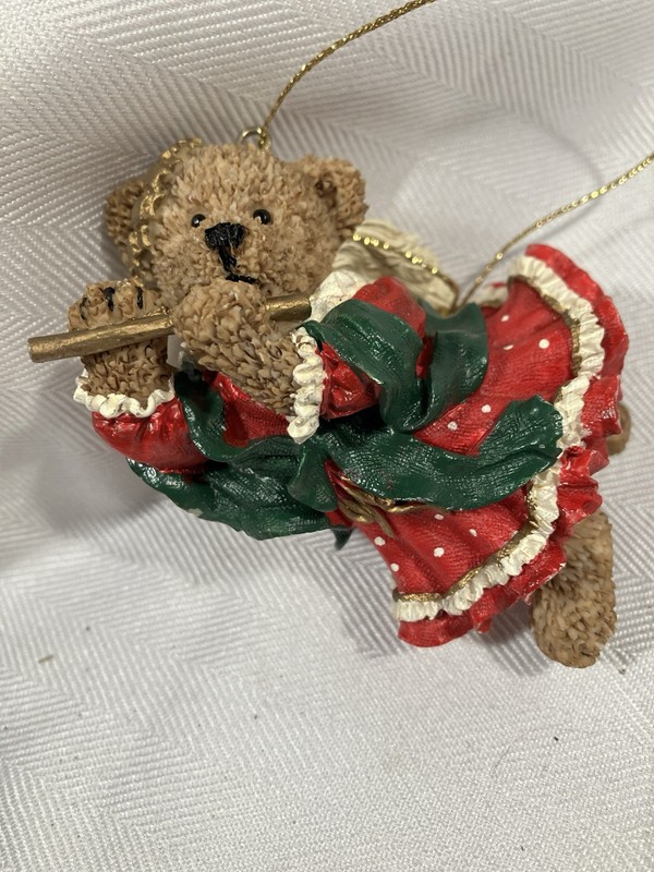 Resin Teddy Bear Angel Christmas Ornament 
