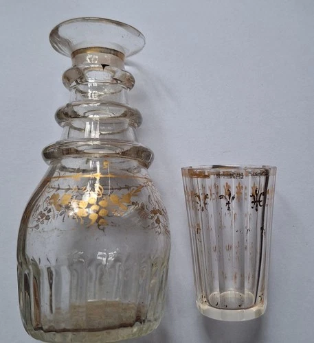 Georgian Glass decanter and glass - gilding - ca 1775