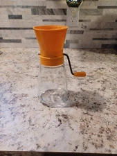 Vintage 60s-70s Retro Orange federal housewares Manual Nut Grinder Made in USA