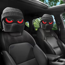 2pcs Red-Eyed Bandit Mask Car Headrest Covers