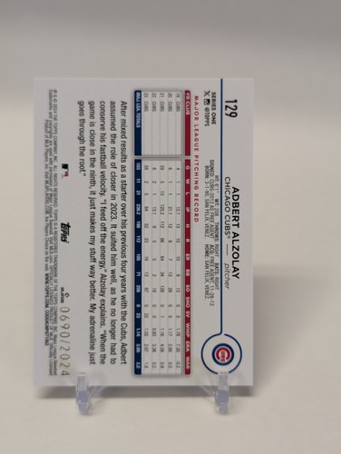 ADBERT ALZOLAY 2024 Topps Series 1 Cubs Gold Border Parallel #/2024 - Picture 2 of 2