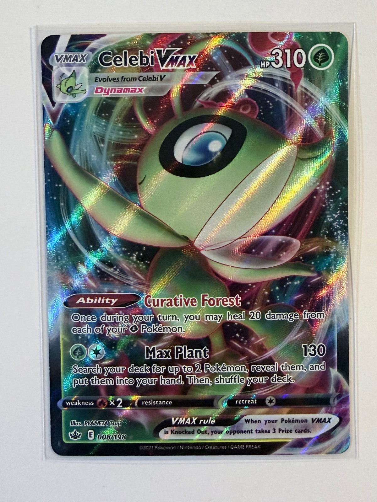 Celebi VMAX 008/198 Holo VMAX Rare Chilling Reign Pokemon Holo Near Mint