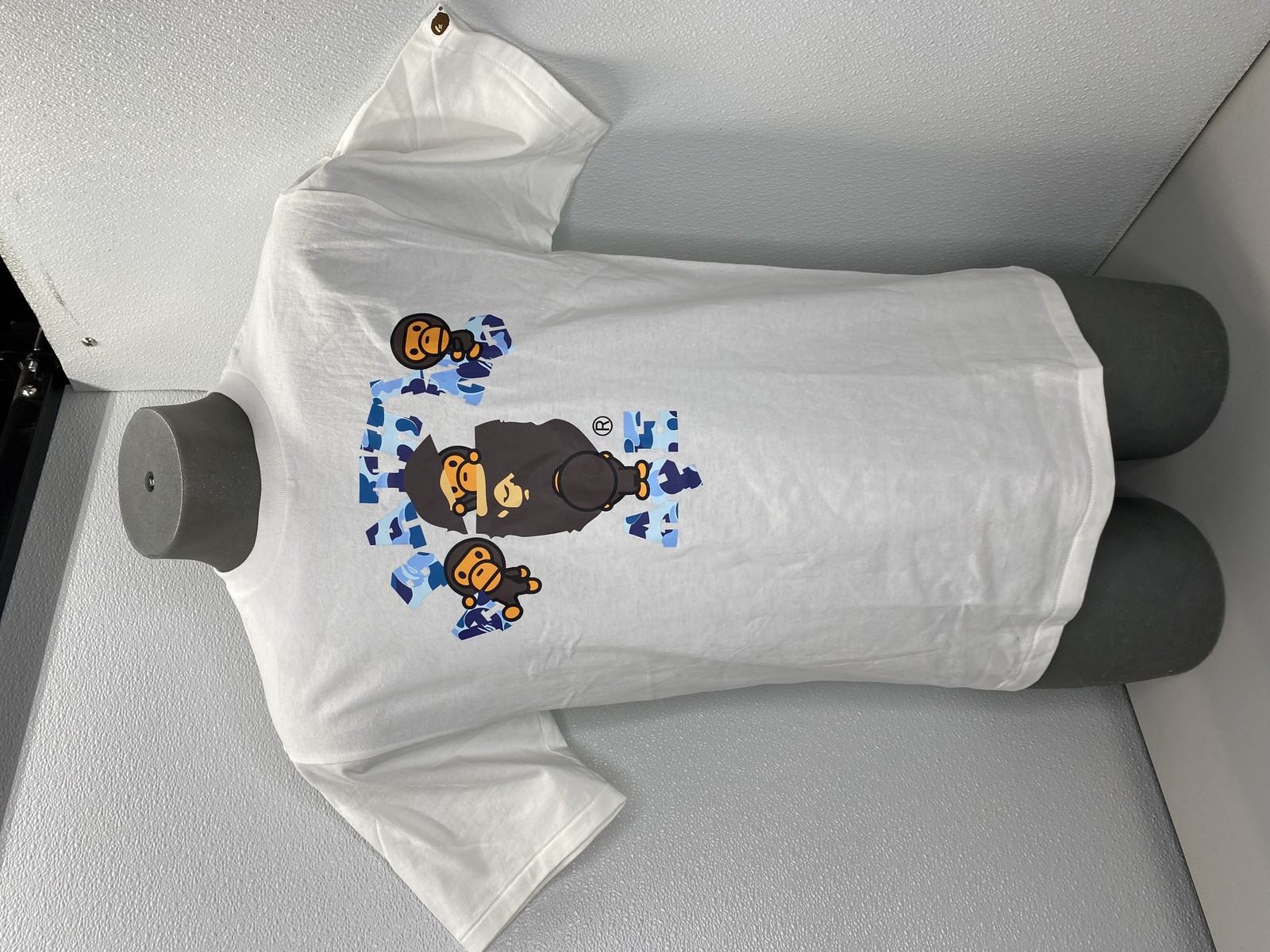 Bape ABC Camo College Milo Tee White Blue Mens T-Shirt Size M Short Sleeve