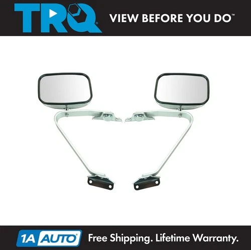 TRQ Side View Manual Mirrors Chrome Pair Set for Ford F-Series Pickup Truck