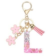 Alphabet Initial Letter Keychain Resin Cute Keychains with Letter l Pendant Pink