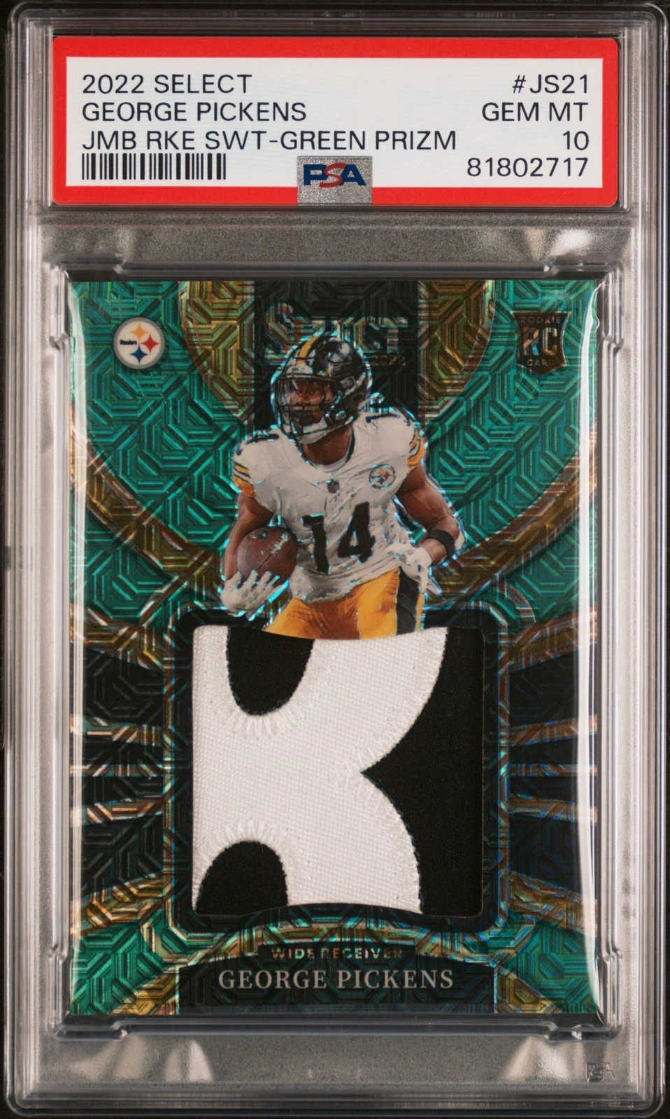 George Pickens Panini Select Jumbo Rookie Swatch #JS21 Green Prizm