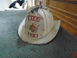 Chief CFD C.F.D vintage leather helmet cairns fireman firefighter