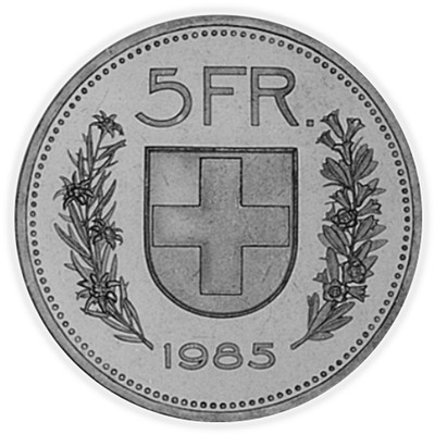 5 Franc Coin Swiss - 10 Pack Circle Stickers 3 Inch - Switzerland CHF Money