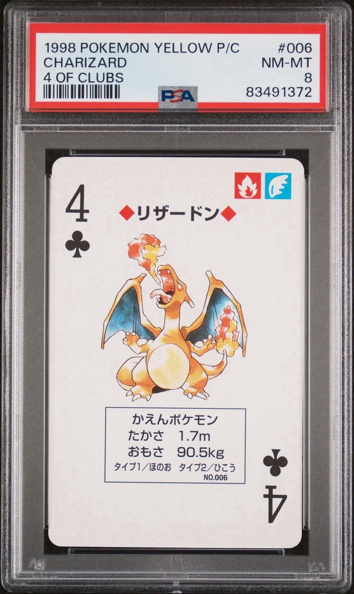 Charizard 006 Pokemon Playing Card Poker Yellow 4 Club 1998