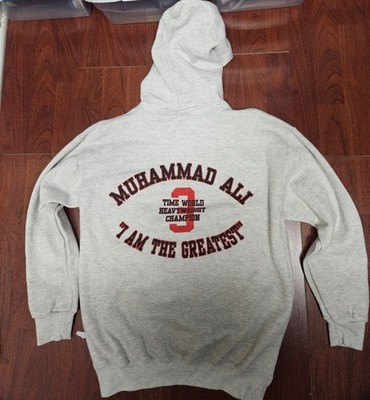 Rare Vintage NUTMEG Muhammad Ali I Am The Greatest Hoodie Sweatshirt 90s Gray M