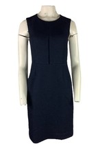 J Crew Sz 2 Textured Sheath Business Cocktail Fit And Flare Dress Blue Cotton AX