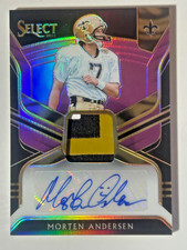 2018 SELECT FOOTBALL SP PURPLE AUTO #/49 MORTEN ANDERSEN HOF PLAYER WARN JERSEY