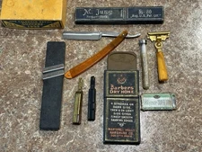 Vintage Schick Razor Baklite Shaving Kit Blade Packs Barbers Dry Hone Mr Jung
