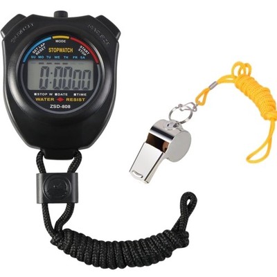 Sport Stoppuhr Timer LCD Edelstahl Pfeife Sportuhren Fitness Basketball