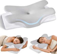 Cervical Neck Pillow for Pain Relief, Contour Memory Foam for Side Sleepers