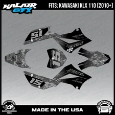 Graphics Kit for Kawasaki KLX110 KLX110R/RL (2010-2024) Cyberware-Smoke