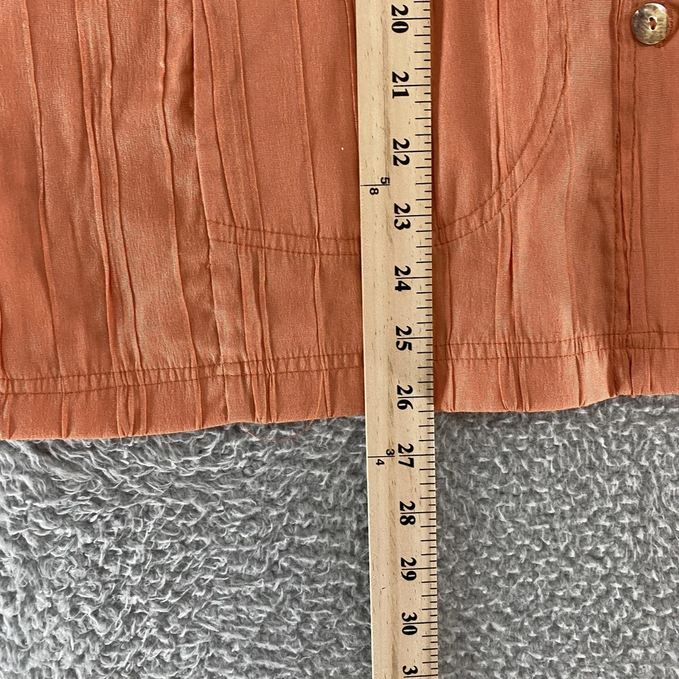 Citron Santa Monica Top Womens Petite Large Orange Mandarin Collar Bamboo Asian - Image 4 of 4