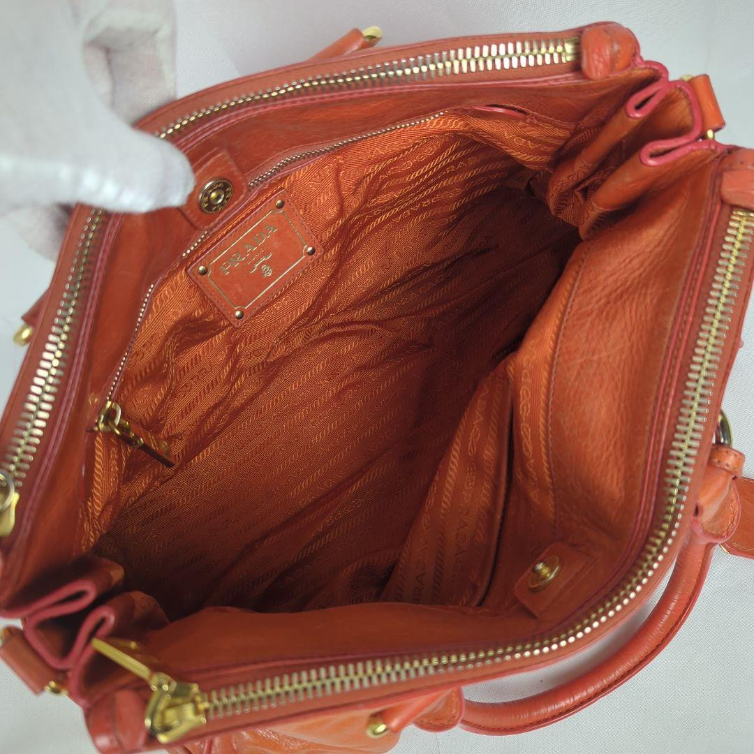 PRADA Vitello Shine Shoulder Handbag Tote Bag Leather Used Item Good From Japan thumbnail 15