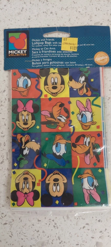 MICKEY Unlimited Lollipop Bags W/Ties (4) and POOH Lollipop Bags (1) New Sealed - Image 3 of 4