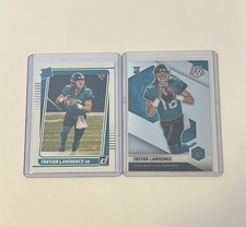 Trevor Lawrence 2021 Donruss Rated Rookie Card & Mosaic Rookie 2 Card Lot Jags. rookie card picture