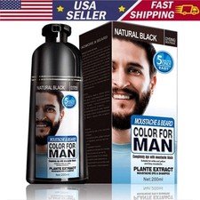 Men Beard Hair Color Dye Tint Moustache Black Darkening Shampoo 200ml