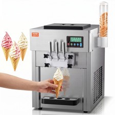 VEVOR Commercial Soft Serve Ice Cream Machine 20L/H Yield 3 Flavor Countertop