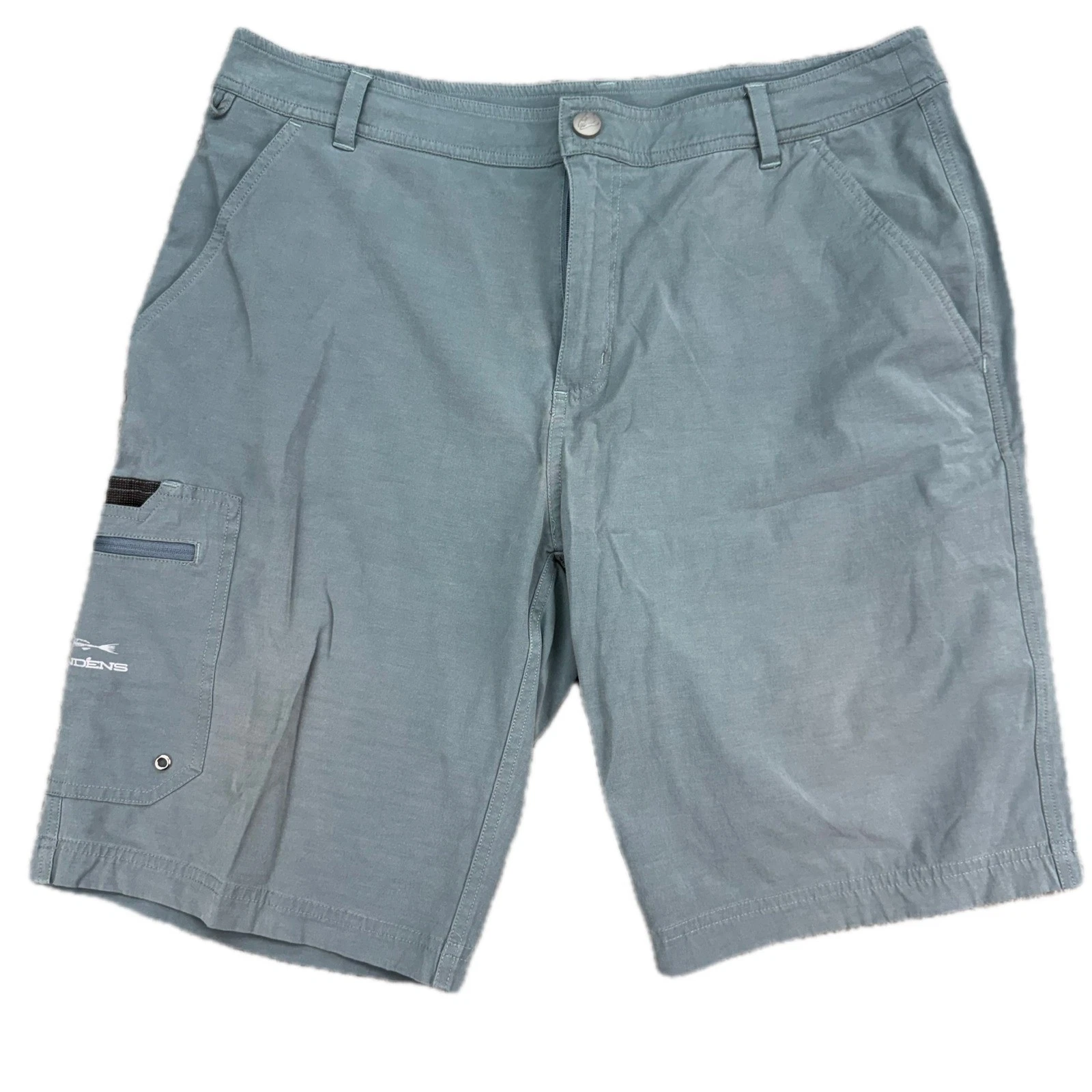 Grundens Gage Fishing Shorts Mens 36 Gray Green Stretch Cargo Utility