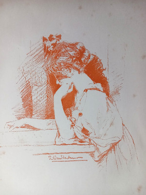 L. ALMA TADEMA - MÄDCHEN LIEST - LITHO AUS ''DEM STUDIO'' 1896