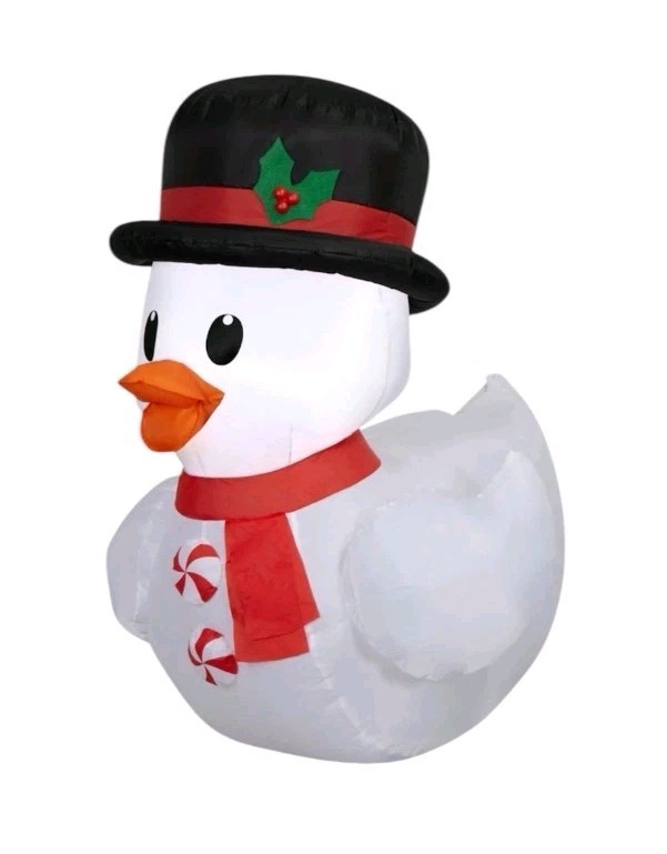 Pato de goma en sombrero de copa Navidad inflable iluminado 3,3' tiempo de vacaciones pato NUEVO