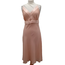 MILANO DRESS  Size 12  Peach Satin Dress with scarf.  PARTY PROM BRIDESMAID