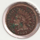 US Rare Old West 1907 Indian Head Penny Coin American Collection Shield Cent USA