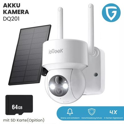 ieGeek 2K/3MP PTZ Überwachungskamera Aussen Akku Humanoiderkennung, 3dbi WiFi
