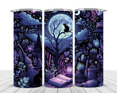 ''Midnight Kittens'' Gothic Witch 20 oz stainless steel Tumbler