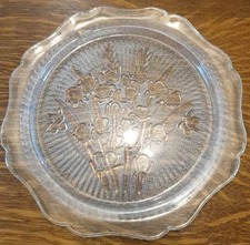 Vintage Pressed Glass Iris and Herringbone Dinner Plate by Jeanette Glass...