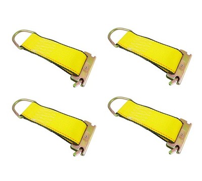 (4 Pack) 6'' Rope Tie Offs With D Ring & E-Track Spring Fitting - 1,000 Lbs WLL