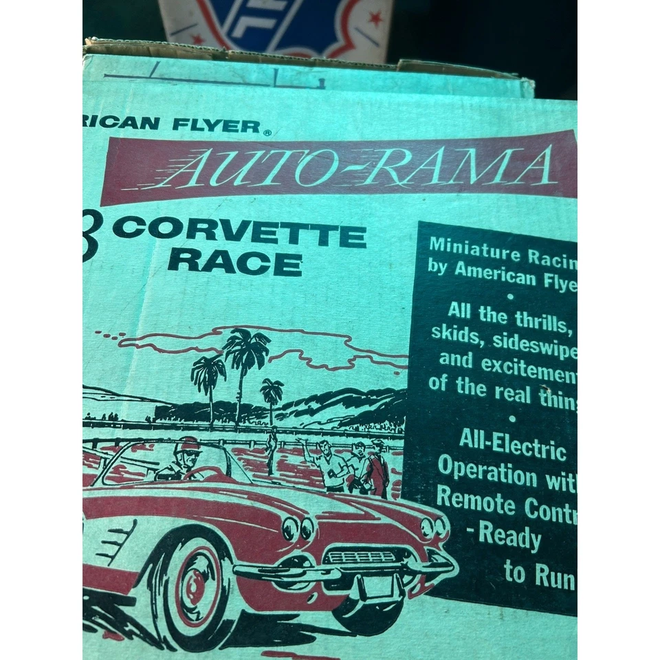 Figura 8 Corvette Race Set Nº 19080 vintage 1960 A.C. Gilbert Auto-Rama con caja Foto 3 de 4