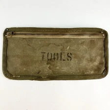 Rare Post 1945 Mountable Canvas Satchel Tool Bag OD US Army Marines Jeep Lenzip