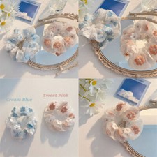Hair Mesh Flowers Embroidery Ring Tie Band Hair Scrunchies Mesh Hair Sweet