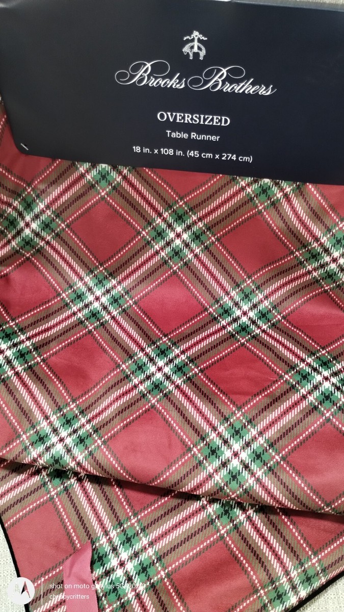Brooks Brothers TARTAN PLAID TABLE RUNNER Christmas OVERSIZE 108