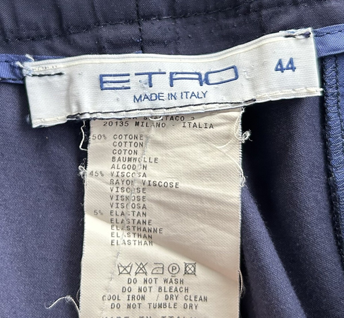Etro Womens Cotton Pants Straight Leg Size 44 Italy Blue | eBay