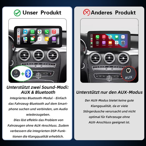 12,3" Android 14 Display GPS Navi CarPlay Mercedes C/GLC/V/X W205 Autoradio WIFI - Zdjęcie 11 z 17