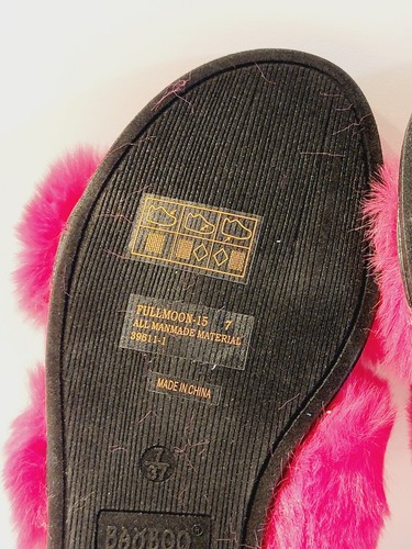 Fullmoon15 by Bamboo Furry Double Strap Slide In Sandals FauxFur Size 7 Hot Pink - Picture 8 of 14