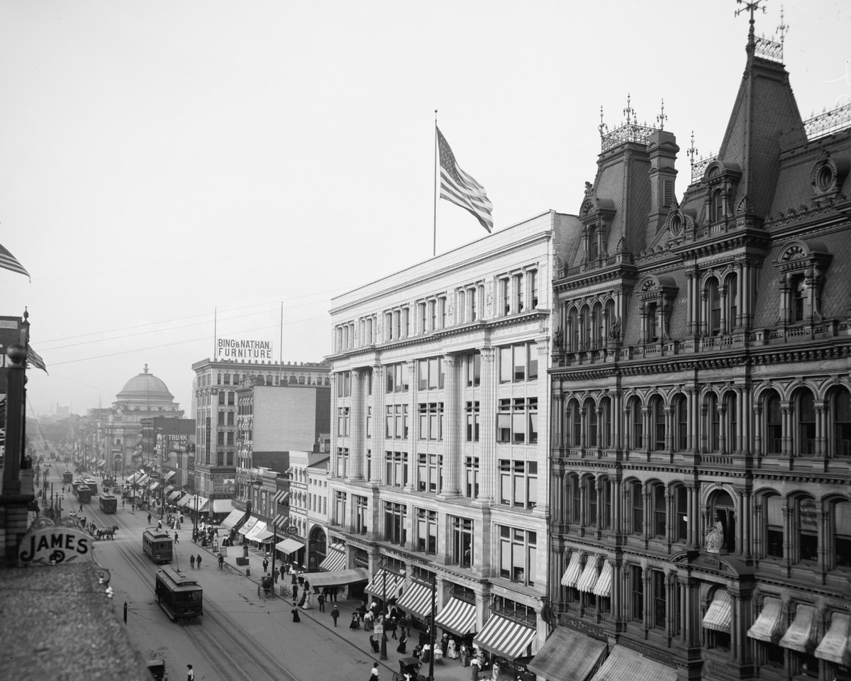 Main Street, Buffalo, New York, 1904, B&W Photo, New Picture