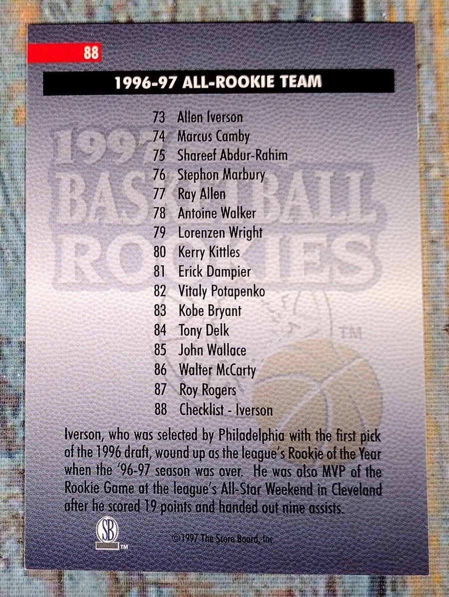 Allen Iverson 1997 Score Board Checklist #3 '96-'97 All- Rookie