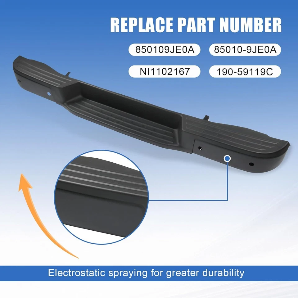 For 2012-2021 Nissan NV1500 NV2500 NV3500 Black Rear Step Bumper W/Sensor Holes - Image 3 of 4