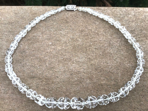 10k Art Deco Cut Glass Graduated Bead Necklace - image 1